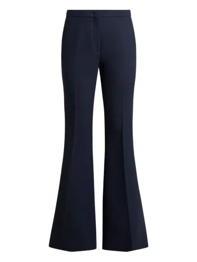 Etro Flared Wool-blend Tricotine Trousers In Blue