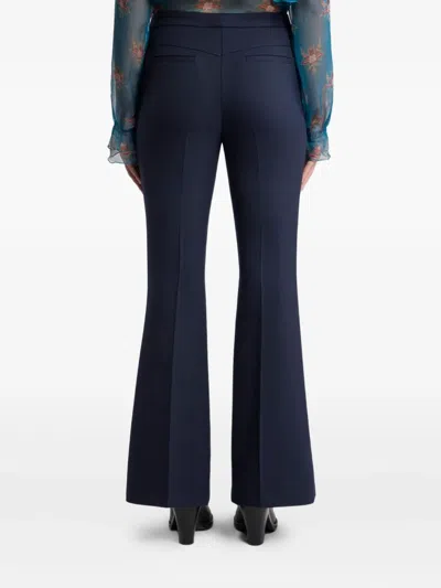 Etro Flared Wool-blend Tricotine Trousers In Blue