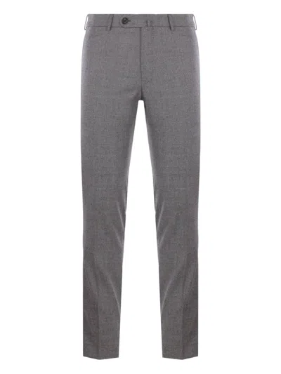 Incotex Micro-check Wool Trousers In Gray