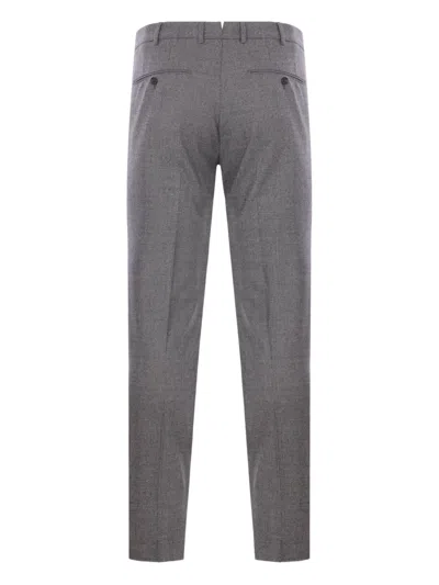 Incotex Micro-check Wool Trousers In Gray