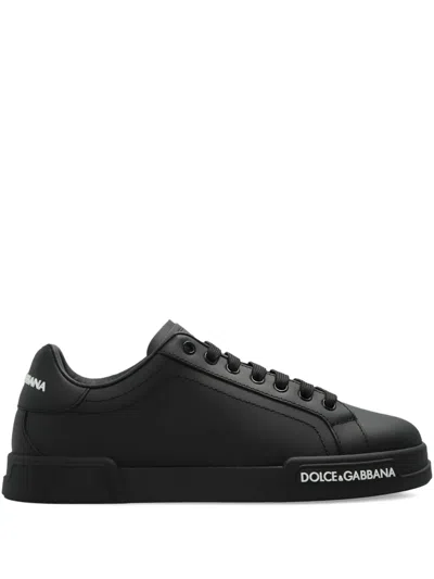 Dolce & Gabbana Round-toe Low-top Casual Shoes In Black