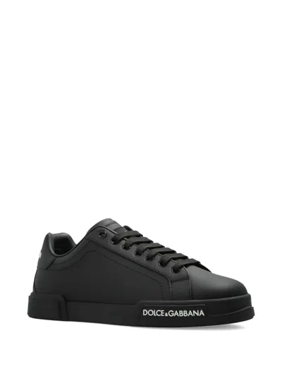 Dolce & Gabbana Round-toe Low-top Casual Shoes In Black