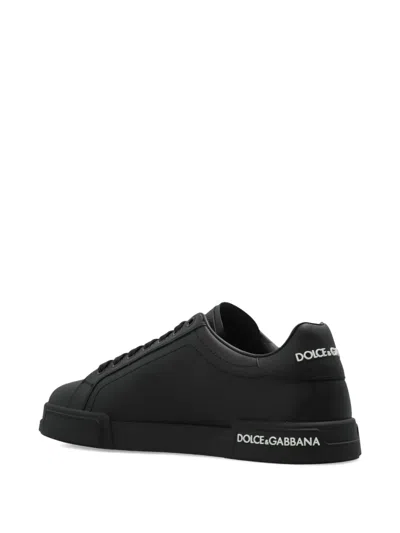 Dolce & Gabbana Round-toe Low-top Casual Shoes In Black
