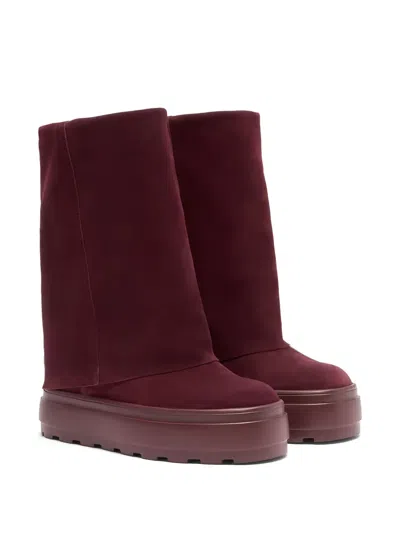 Casadei Double Face Suede Boots In Red