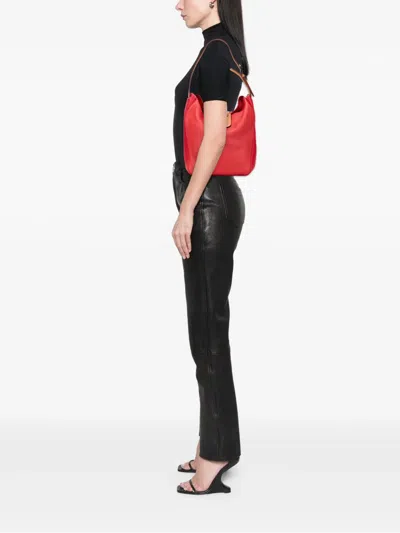 Pre-owned Hermes 2015 Taurillon Clemence And Swift Virevolte 24 Shoulder Bag In Red