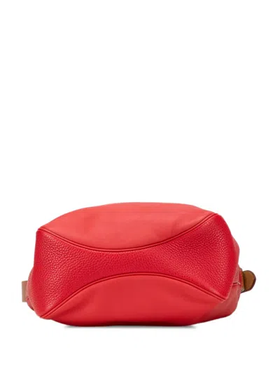 Pre-owned Hermes 2015 Taurillon Clemence And Swift Virevolte 24 Shoulder Bag In Red