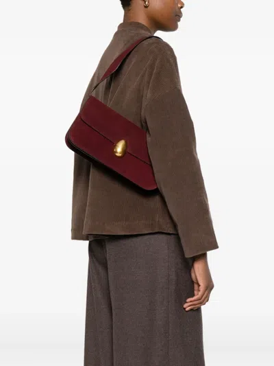 Neous Clasp-fastening Suede Shoulder Bag In Red