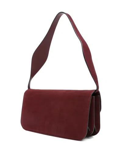 Neous Clasp-fastening Suede Shoulder Bag In Red
