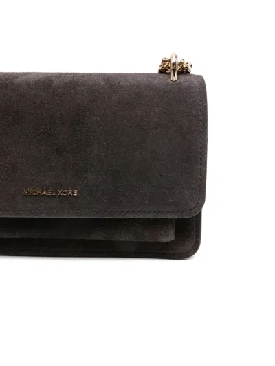 Michael Kors Brown Shoulder Bag With Chain Strap And Front Logo In Suede Woman In Brown