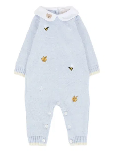 Nanán Peter Pan Collar Embroidered Romper In Gray