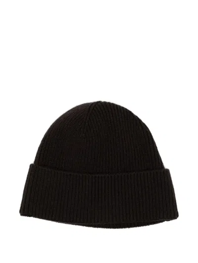 Giorgio Armani Textured Beanie With Turned Up Brim In Black