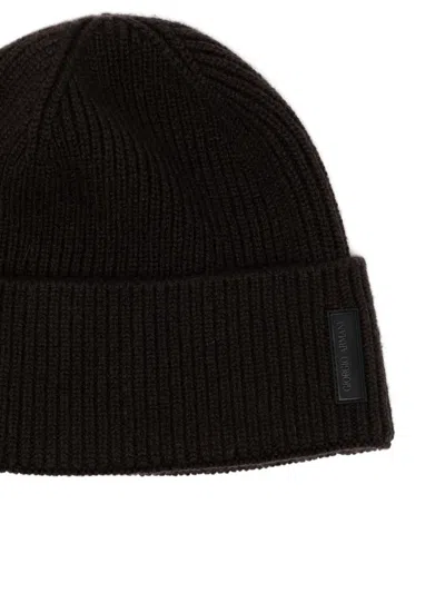 Giorgio Armani Textured Beanie With Turned Up Brim In Black