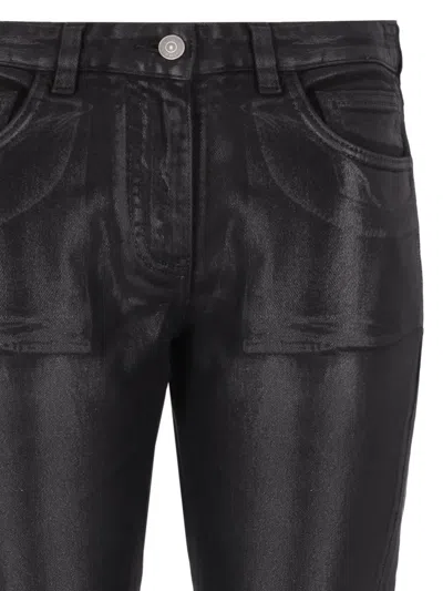 Laneus Metallic-effect Trousers In Black