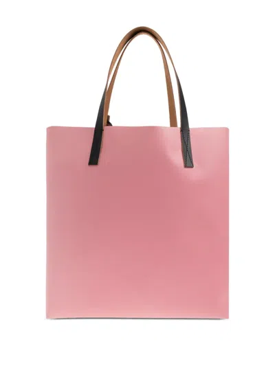 Marni Shoulder Bag With Contrast Stitching And Graphic Print In Pink