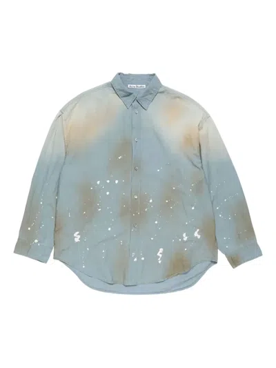 Acne Studios Distressed Cotton-chambray Shirt In Multi