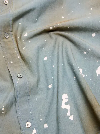 Acne Studios Distressed Cotton-chambray Shirt In Multi