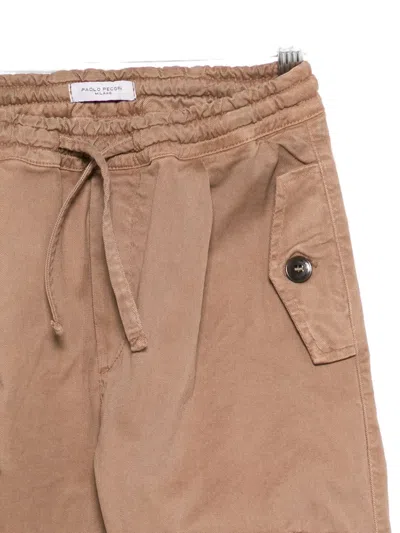Paolo Pecora Pleated-front Drawstring Trousers In Brown