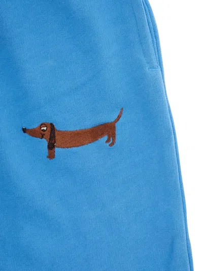 Mini Rodini Dog Embroidered Track Pants In Blue
