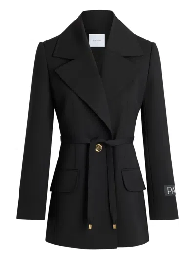 Patou Single-breasted Belted Wool Jacket In Black