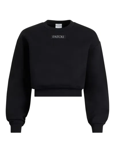 Patou Trendy Oversized Label Sweatshirt In Black