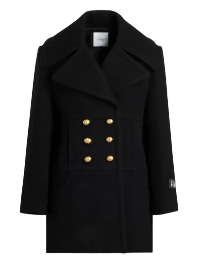 Patou Double-breasted Wool Blend Coat In Black