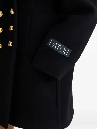 Patou Double-breasted Wool Blend Coat In Black