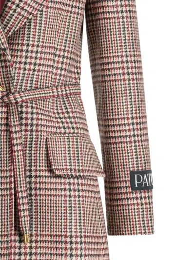 Patou Belted Jacket Featuring Flap Pockets In Multi