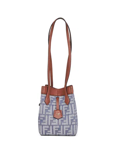 Fendi Women Origami Mini Ff Jacquard Fabric And Leather Shoulder Bag