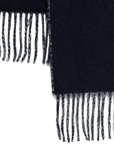 Jacquemus The Brushed Wrap Scarf With Fringed Detail In Black