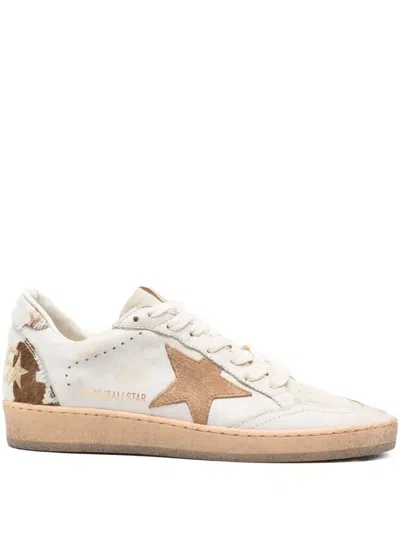 Golden Goose Ball Star Sneakers In Leather With Suede Star And Horsy Cow Printed Heel Tab In Brown