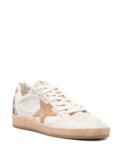 Golden Goose Ball Star Sneakers In Leather With Suede Star And Horsy Cow Printed Heel Tab In Brown