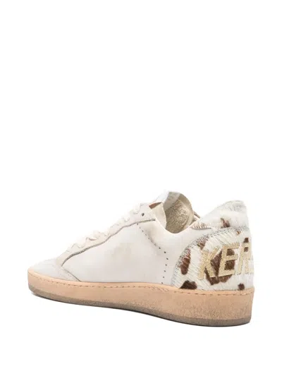 Golden Goose Ball Star Sneakers In Leather With Suede Star And Horsy Cow Printed Heel Tab In Brown