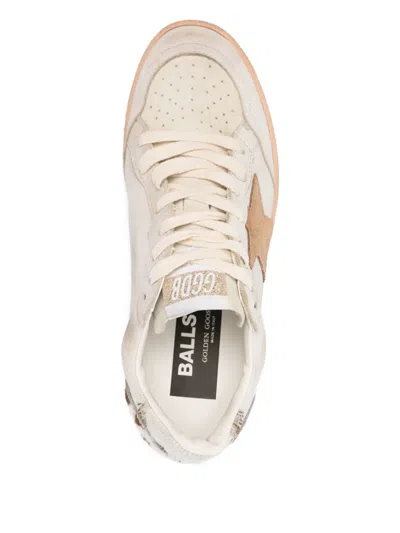 Golden Goose Ball Star Sneakers In Leather With Suede Star And Horsy Cow Printed Heel Tab In Brown