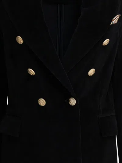 Circolo 1901 Double-breasted Velvet Jacket Featuring Pockets In Black