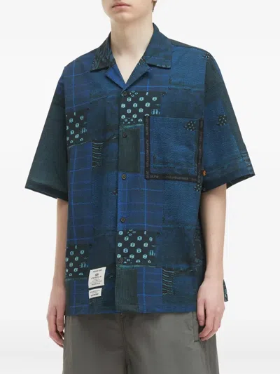 Alpha Industries Patchwork-pattern Panelled Shirt In Blue