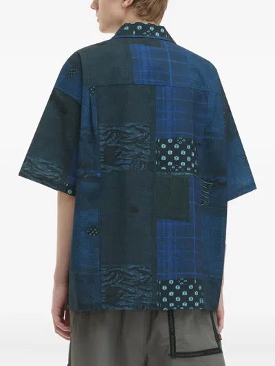 Alpha Industries Patchwork-pattern Panelled Shirt In Blue