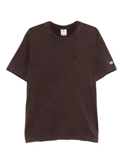 Champion Logo-embroidered T-shirt In Burgundy