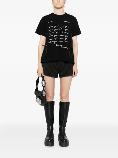 Sacai Script-printed Blouse In Black