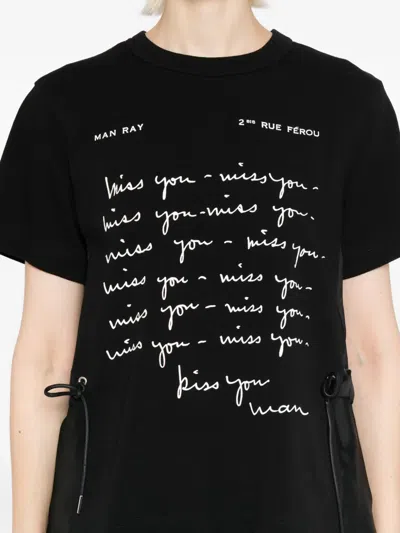 Sacai Script-printed Blouse In Black