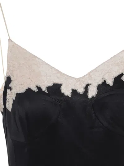 Prada Lace Detailed Midi Dress With Side Slit In Black