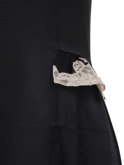 Prada Lace Detailed Midi Dress With Side Slit In Black