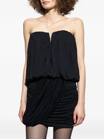 Isabel Marant Strapless Pleated Dress In Black