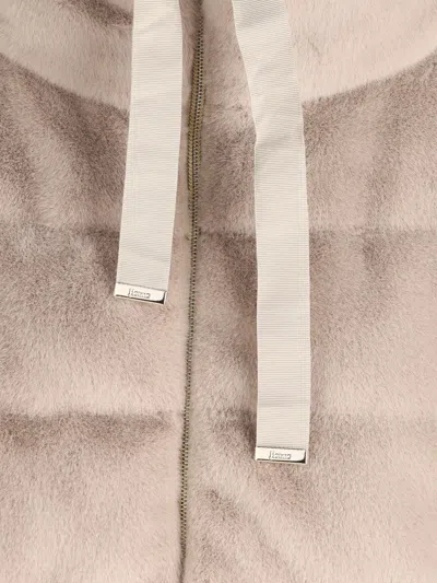 Herno Hooded Long Length Quilted Down Jacket In Neutral