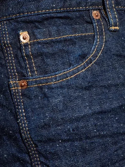 Dsquared2 Straight Leg Five-pocket Trousers With Contrast Stitching In Blue