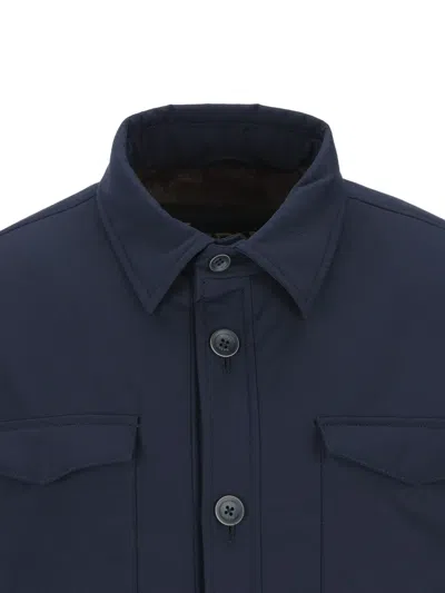 Herno Flap-pocket Buttoned Overshirt In Blue