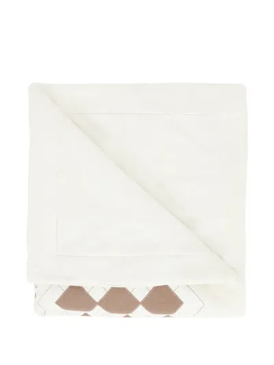 Nanán Teddy-bear Diamond-pattern Blanket In White