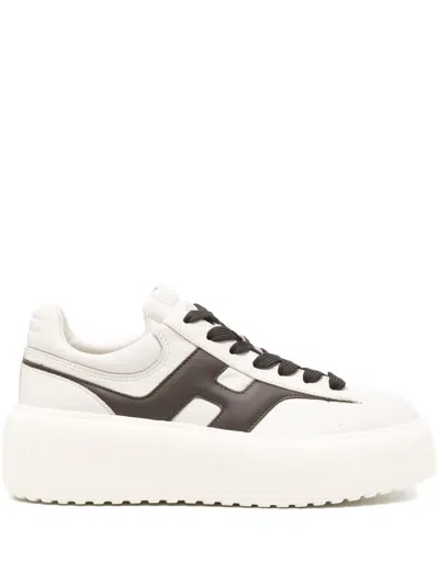 Hogan H-stripes Leather Sneakers In Multi