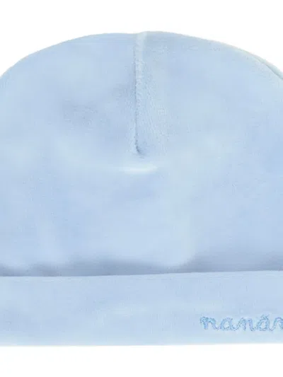 Nanán Embroidered Cotton Beanie In Blue