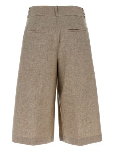 Peserico Micro Houndstooth Long Bermuda Shorts Bermuda And Short Beige In Brown