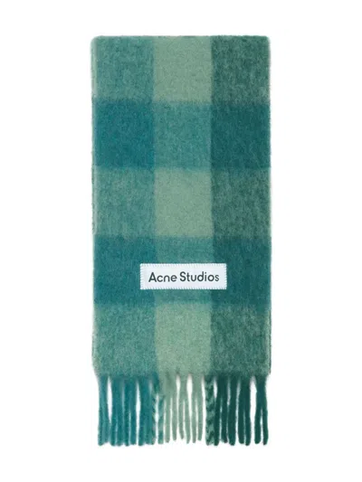 Acne Studios Green Mohair Checked Scarf In Green